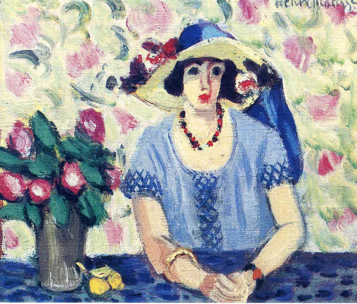 Henri Matisse - Italian Braided Straw Hat, Vase of Flowers 1923